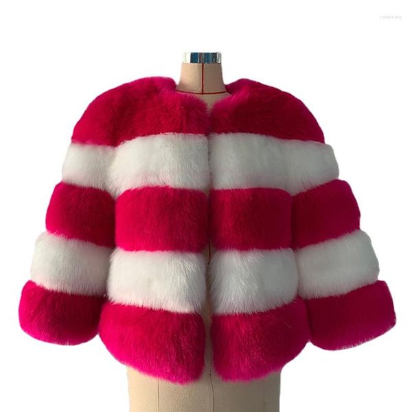 Femmes fourrure ZXRYXGS 2023 vente sort couleur épissage Premium Imitation manteau femmes automne hiver vestes mode élégante