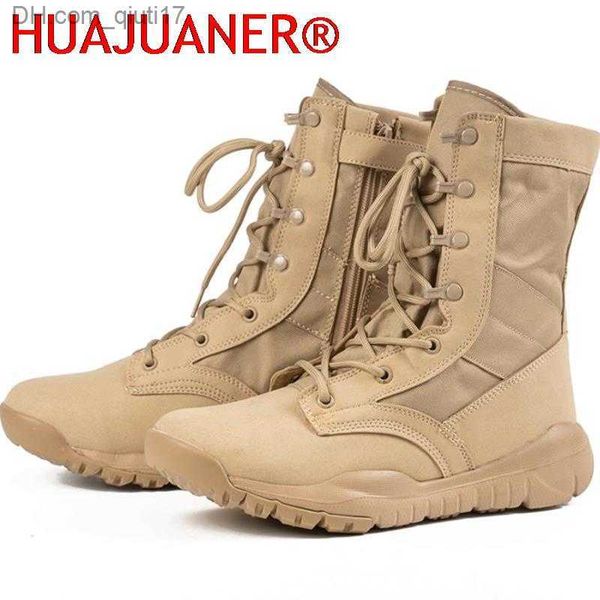 Botas de verão respiráveis masculinas militares botas militares táticas de ar comprimido coloridas bala botas zíper lateral deserto combate botas de tornozelo Z230803