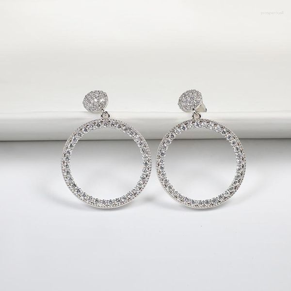 Baumeln Ohrringe LADYCHIC Top Qualität Trendy Große Runde Silber Farbe Tropfen Elegante Kreis Für Frauen Hochzeit Party LE1416