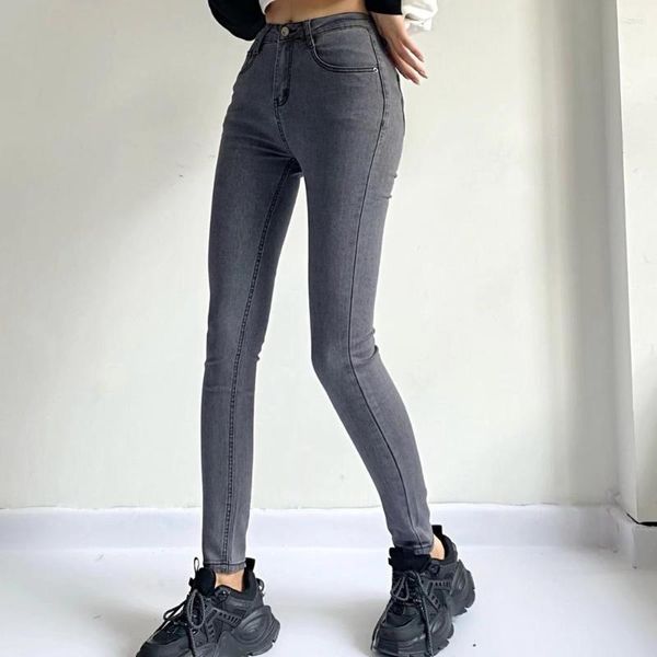 Jeans feminino 2023 outono inverno cintura alta veludo grosso para mulheres sexy skinny stretch quente calça lápis vintage mom preta jeans