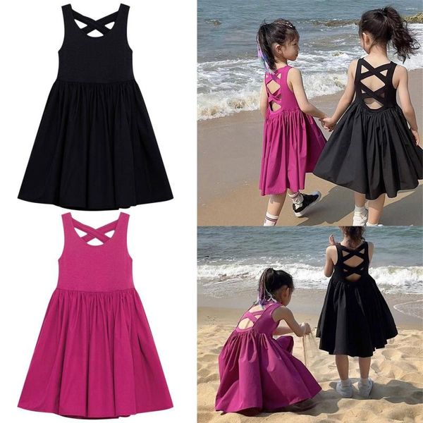 Vestidos para meninas Westernized Girls' Open Back Sleeve Tank Top Dress Children's Daily Versatile Girls Sweater Lápis