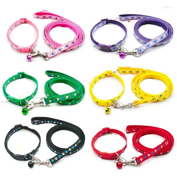 Collari per cani Guinzaglio con stampa carina Corda per trazione per animali domestici Set di collare per cuccioli Colori multipli Forniture per accessori per gatti regolabili 1,2 m