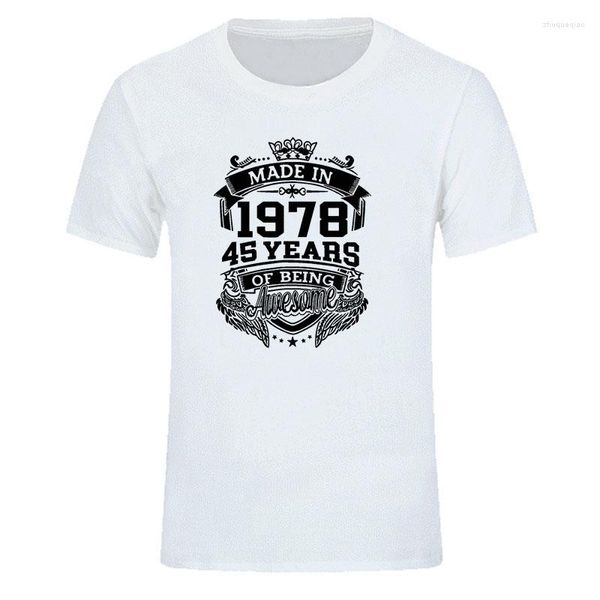 Camisetas masculinas feitas em 1978, 45 anos, impressionante asa, estampa masculina, manga curta, verão, presente de aniversário de 45 anos, camisa engraçada, camiseta masculina