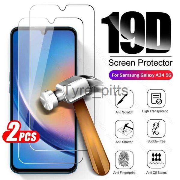 Protetor de tela de celular 2 peças de vidro temperado completo para Samsung Galaxy A34 A 34 5G 2023 A346B 6,6