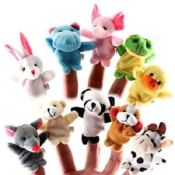 10 pezzi / set di burattini da dito animali Puntelli per feste di peluche per bambini Burattini animali