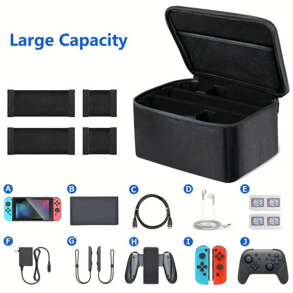 Estojo de transporte para Nintendo Switch/para Switch OLED modelo 2021, estojo de transporte portátil protetor macio Bolsa de viagem para acessórios de console de interruptor, preto