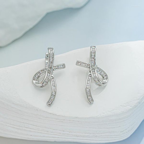 Çember Küpeler Liuerxin Moda Şerit Yay Damla Kadınlar Koreli Tarzı Rhinestone Ear Studs Düğün Takı