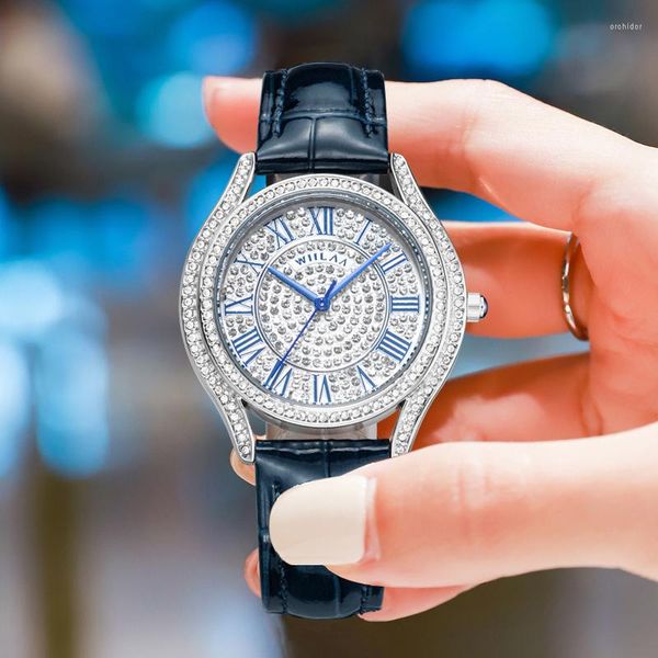 Armbanduhren WIILAA Mode Frauen Uhr Voller Diamanten Exquisite Wasserdichte Ledergürtel Armbanduhr Damen Quarzuhr Geschenk