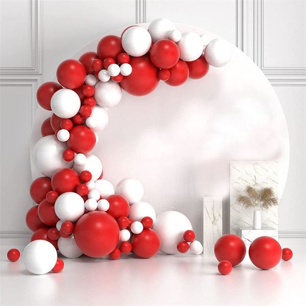 Diğer Etkinlik Partisi Malzemeleri 127pcs Kırmızı Beyaz Balon Çelenk Kemer Kiti Çocuk Bebek Duş Doğum Günü Sevgililer Günü Nişan Düğün Dekorasyon Balonları 230802