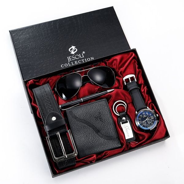 Conjunto de presente masculino de luxo 2023, lindamente embalado, carteira de relógio, conjunto de óculos de sol, conjunto de combinação criativa quente