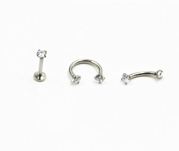 Labret Lip Piercing Jewelry Free Shippment Lot50PS 16G Body Cz Shining Ring Sharix Bar Barwe Brow Round 230802