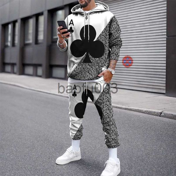 Männer Trainingsanzüge Spielkarte 3D Gedruckt Hoodie Hosen Anzug Männlich Herbst und Winter Casual Sweashirt Pullover Männer Trainingsanzug Set Herrenbekleidung Anzug J230803