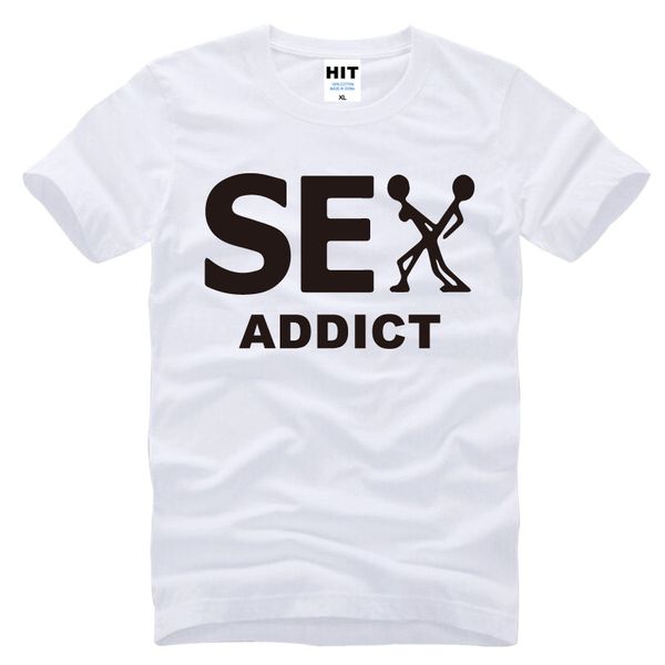 Sex Addict camisetas de algodão com estampa de desenhos animados camisetas de manga curta camiseta de gola redonda camiseta branca