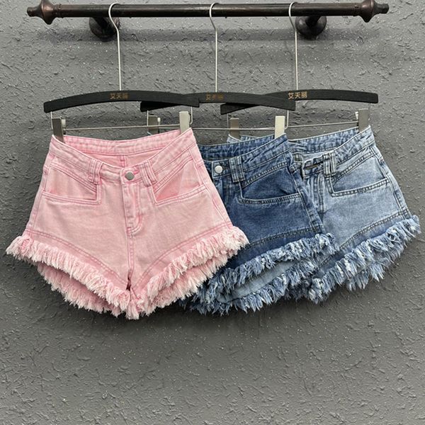 Shorts da donna Shorts rosa Shorts Woman Summer High Waist Bavas Baming gamba larga jean sottili slim jean jean short short sexy pantaloni 230802