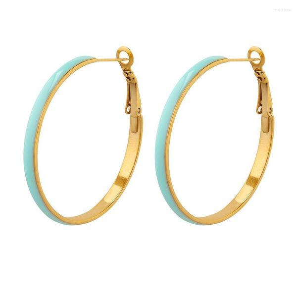 Boucles d'oreilles créoles émail coloré pour femmes mignon mode jeune fille adolescents acier inoxydable été déclaration cerceaux bijoux de fête