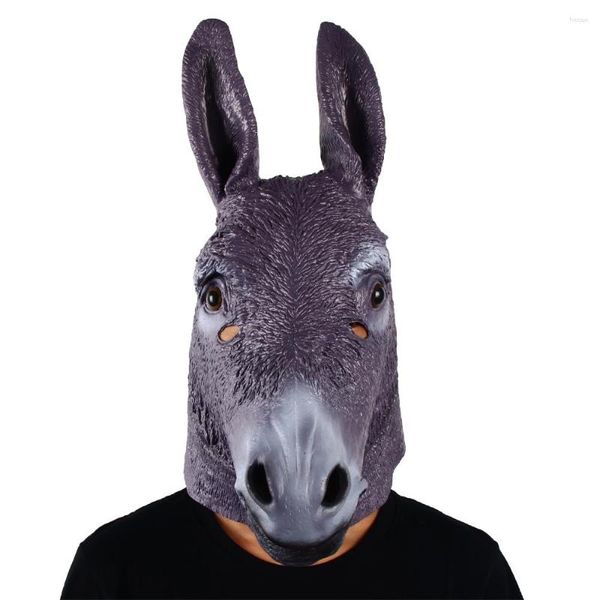 Artigos para festas Máscara de cabeça de burro Halloween Engraçado Fantasia Adereços Chapéu Animal Adulto Máscaras de Látex