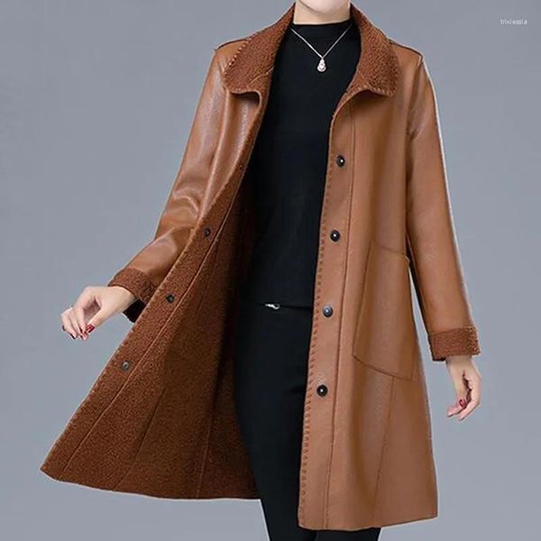 Женские кожаные куртки Women 2023 Осенний зимний стиль PU Coat