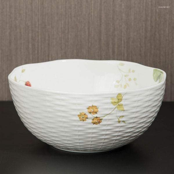 Teller, japanischer Stil, Herbst-Matten-Muster, pastorale Reisschüssel, El-Dessert-Geschirr, Relief-Keramik, kreativer Bone China-Salatteller