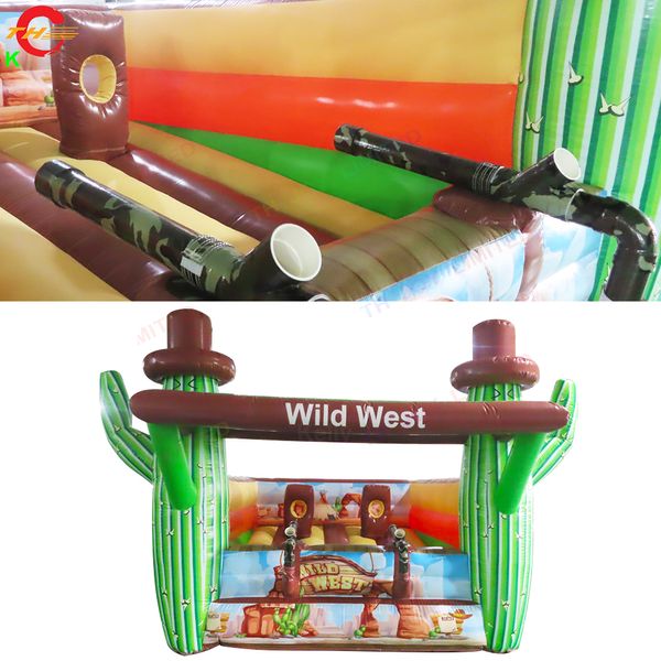 Atividades ao ar livre de navio de porta livre Tiro de arma de brinquedo inflável Jogo esportivo de carnaval com decoração de cacto para venda