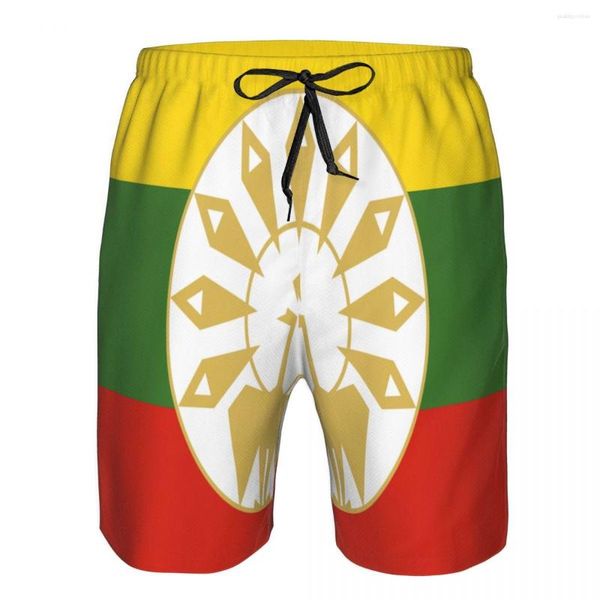 Shorts masculinos Flag Of The State Burma Natação de secagem rápida para homens Roupa de banho para homens Calções de banho para banho de verão Roupa de praia