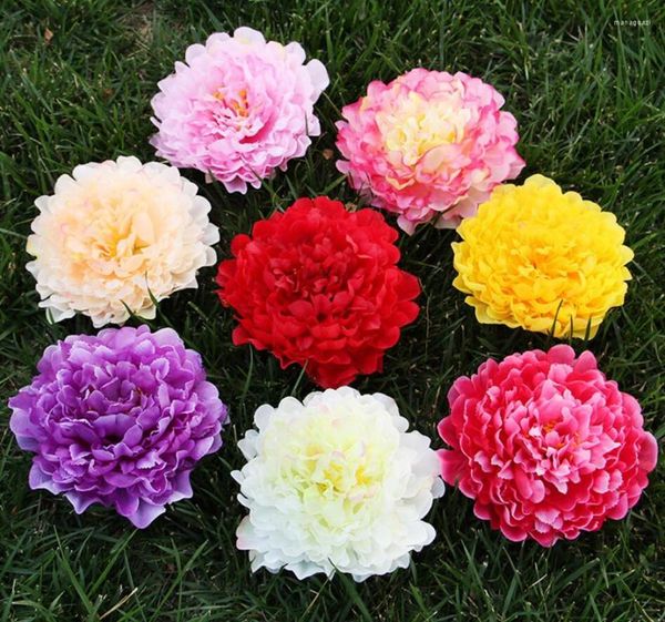 Fiori decorativi 10 pezzi di seta 18 cm grande testa di fiore di peonia per la festa nuziale luogo di vacanza decorazione arco bouquet fai da te