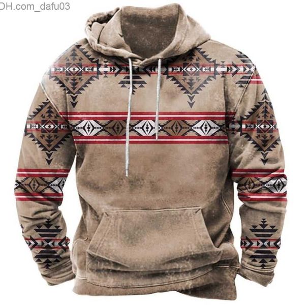Erkek Hoodies Sweatshirts Vintage Indian Style Erkekler Hoodie Sweatshirt Unisex Harajuku Pullover 2023 Yeni Ceket Büyük Boyutlu Sıradan Sokak Top Z230803