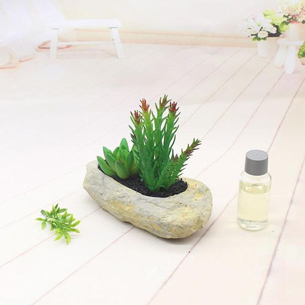 Flores decorativas Simulação de vasos de plantas com mesa conjunto artificial vaso de pedra vegetação interna suculenta decoração de casamento decoração