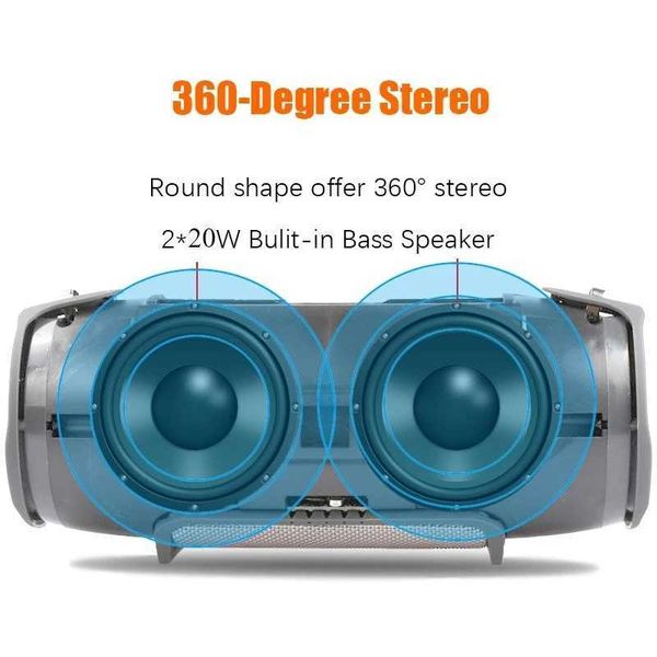 Alto -falantes portáteis onda de choque portátil de alta potência Alto -alto -falante Bluetooth Coleção ao ar livre Sistema de som de subwoofer à prova d'água