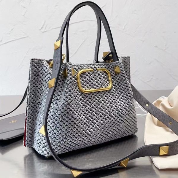 AV2023 neue Luxus-Designer-Tasche aus Stroh, gewebte Tasche, Einzelzimmer-Diagonal-Handtasche, Damentasche, lässige Strandtasche, High-End-Einkaufstasche mit großem Fassungsvermögen, gewebte Damen-Tasche