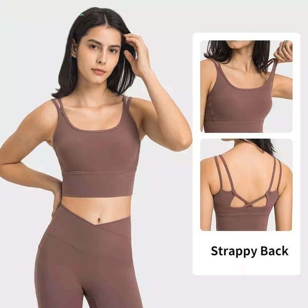 Женская Lu Yoga Naked Feel Mid Support Trabilout Trabout Gym Bras Ladies Strappy Wireless Longline Yoga Sports Bras Tops плюс размер активная одежда