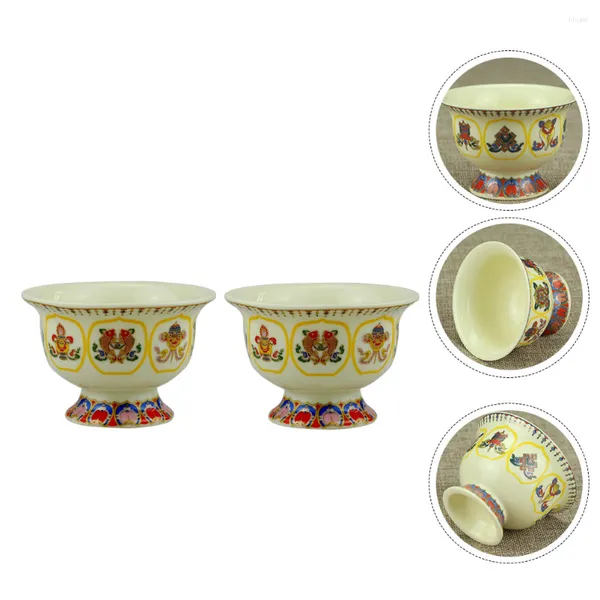 Tigelas 2 Pçs Ghee Suporte para Lâmpada Tigela de Cerâmica Artesanato Suave Decoração Doméstica Utensílios de Mesa Templo Home Ceramic Decors Decoração de Adoração