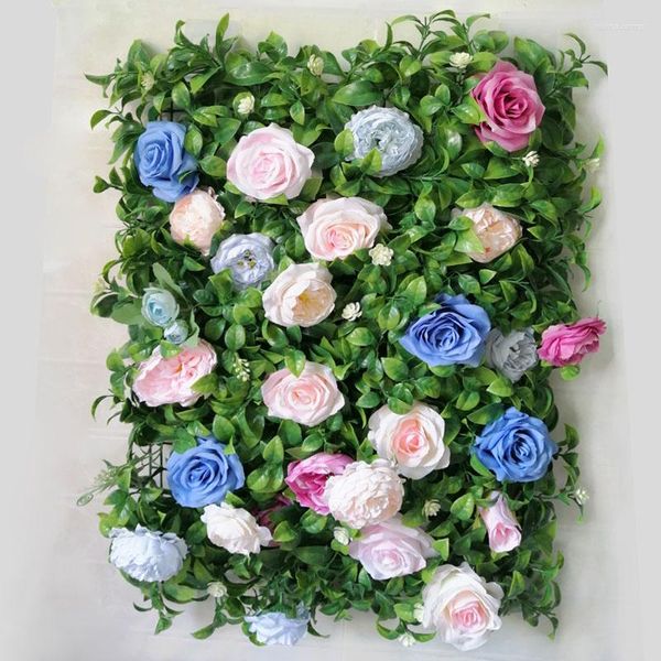 Fiori Decorativi 40X60 Cm Fiore Artificiale Decorazione Della Parete Sfondo Rosa Blu Disposizione Di Nozze Casa Moderna