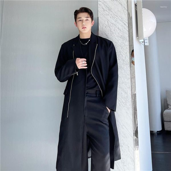 Trincheira masculina Coats 2023 Autumn estilo coreano Design personalizado Design Windbreaker Men casual solto preto branco M-xl