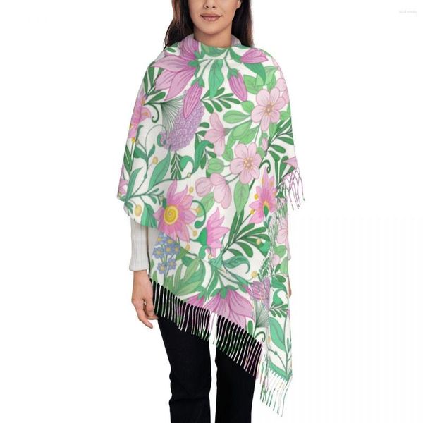 Bufandas Primavera Flores Magnolia Sak Mujer Cálido Invierno Infinito Conjunto Manta Bufanda Color Puro