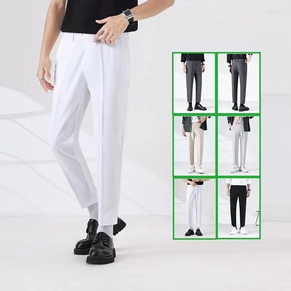 Männer Hosen 2023 Sommer Business Casual Slim Fit Klassische Büro Stretch Koreanische Dünne Eis Seide