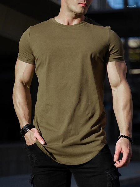 Camisetas masculinas verão casual manga curta camiseta de algodão fina masculina sólida decote oco moda esportes treinamento fitness camiseta básica roupas masculinas