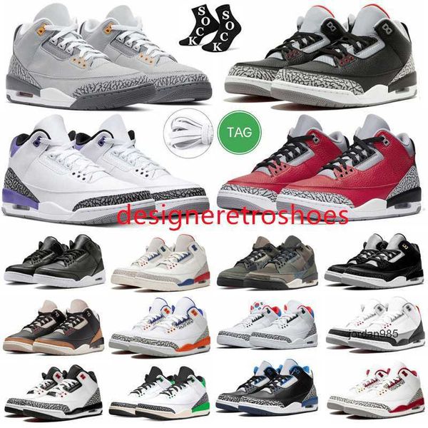 2024 Black Cat Jumpman 3 3s Scarpe da basket da uomo Cardinal Fire Red Cement Lucky Green A Ma Maniere Archaeo Brown Racer Blue Womens Mens Trainers Sneakers sportive