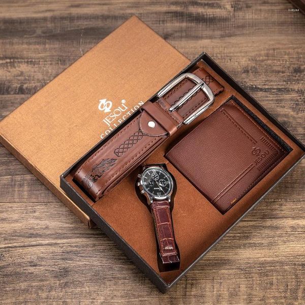 Orologi da polso Combinazione creativa di squisite cinture in pelle da uomo Portafogli Set di orologi Regali di moda per il fidanzato