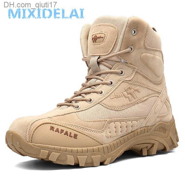 Stivali Stivali da uomo in pelle militare di marca di alta qualità da uomo casual forze speciali stivali da uomo tattici da combattimento nel deserto scarpe da esterno stivaletti Z230803