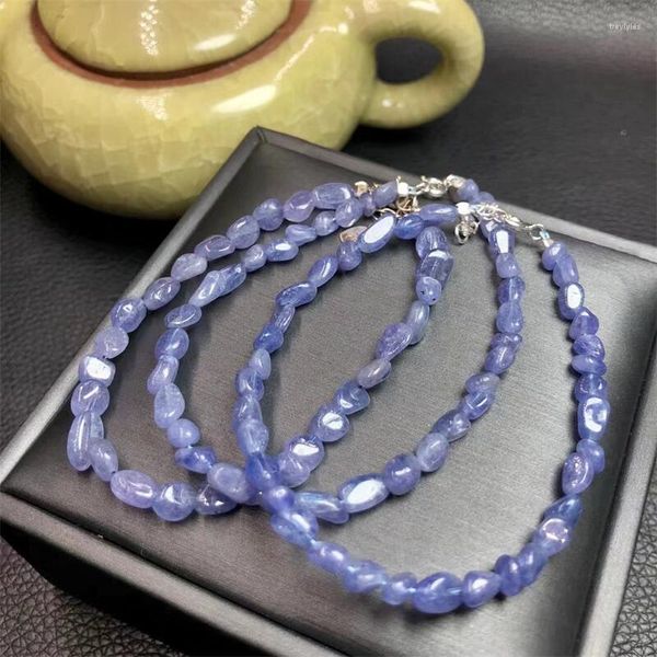 Strand Natural Freeform Tanzanite Bracelet Streche Elástico Cord Pulserase Healing Jóias Miçangas Amantes Mulher Presente de Natal 1 PCS