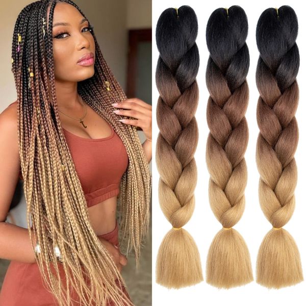 Jumbo Brahive Hair Extension Synthetic Kanekalon Высокотемпературные волокно -кроше