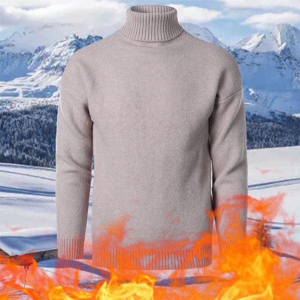 Maglioni da uomo Maglione caldo Collo alto O-collo Manica lunga Allentato Maglione lavorato a maglia grosso Maglione morbido