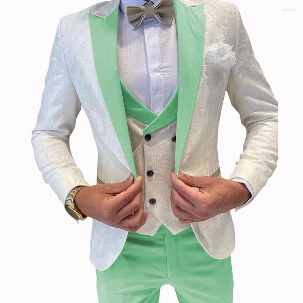Ternos masculinos 2023 branco negócios noivo vestido de casamento blazers masculino fino ajuste moda smoking pai criança roupas (blazer colete calças)