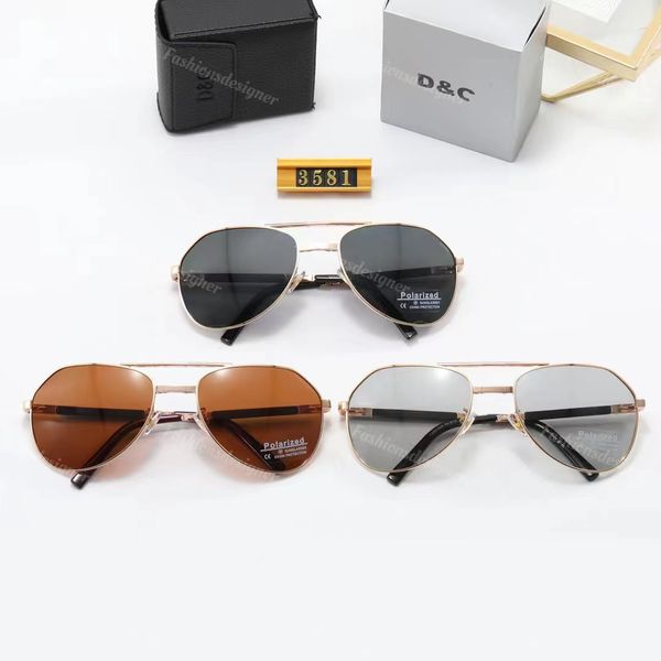 Sonnenbrille Herren Designer Sonnenbrille Diagonal Cut Sonnenbrille DC Faltbar UV400 Schutz Schwarz Braune Linse Goldrahmen Herren Sonnenbrillen Großhandel