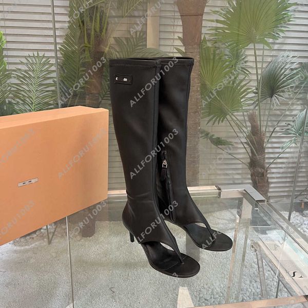 Tasarımcı Dizler üzerinde Yüksek Botlar Siyah Botlar Flip Flops Diz Açık Ayak To Boot Boottor Tall Gladyatör Uyluk Yüksek Beyaz İnce Topuk Saçyolu Ayak Ayakkabı Boyutu EUR 35-39