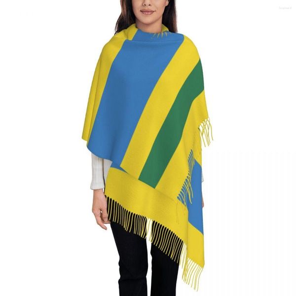 Cachecóis Feminino Bandeira de Ruanda Pashmina Xale Envoltório com Franja Cachecol Longo Grande