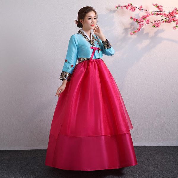 Etnik Giyim Kostum Kuno Moda Kore 4 Warna Gaun Hanbok Wanita Pakaian Pertunjukan Cosplay Istana Asya Pesta Tradional