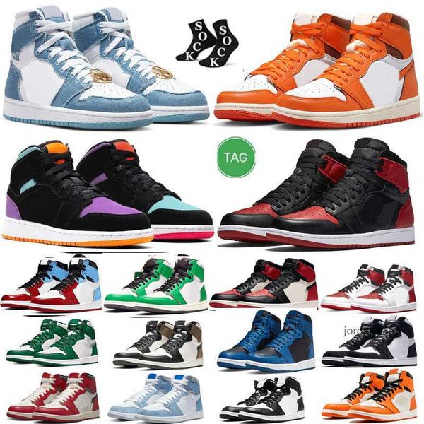 2024 2023 Jumpman 1 Basketballschuhe Herren 1S Patent Bred Chicago Lost Stage Haze Homage Sneakers University Blue Black Yellow Toe Diamond Starfish Cooler grauer Schuh