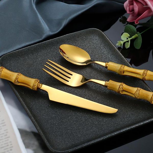 Кнолопы 1PCS Bamboo Dableware Set Anti-Skid в китайском стиле нож из нержавеющей стали кухонная посуда