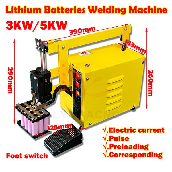 5kW 3KW Battery Spot Solding Machine Automático Soldador de downlink para 18650 Baterias de lítio Pulso de precisão Faixa de níquel 220/110V